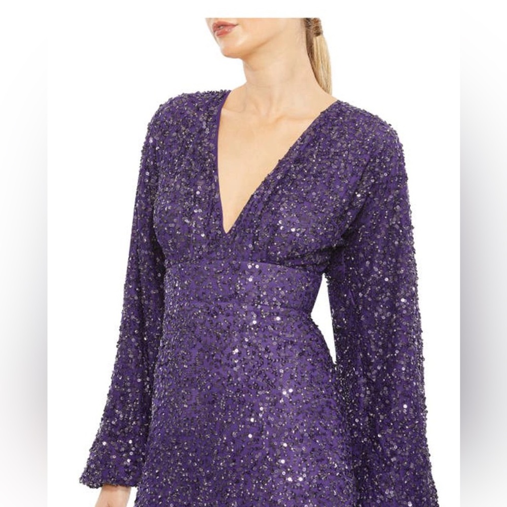 Mac Duggal Sequin Long Sleeve Tulle Gown - Picture 3 of 9